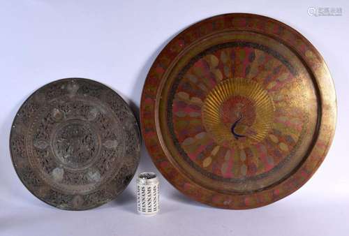 A LARGE 19TH CENTURY INDIAN MIXED METAL SILVER AND COPPER CH...