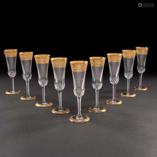 Cristal
Ensemble de neuf coupes à champagne du 20e sièc