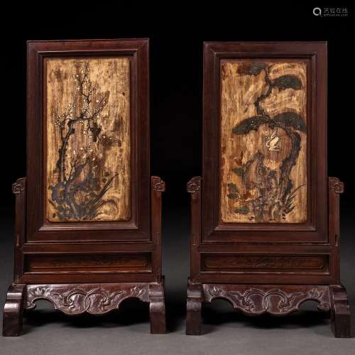 Arte Oriental
Paire de paravents de table en bois avec