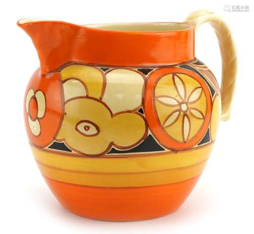 Clarice Cliff, Art Deco Bizarre jug hand painted in the slic...