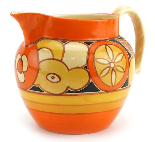 Clarice Cliff, Art Deco Bizarre jug hand painted in the slic...