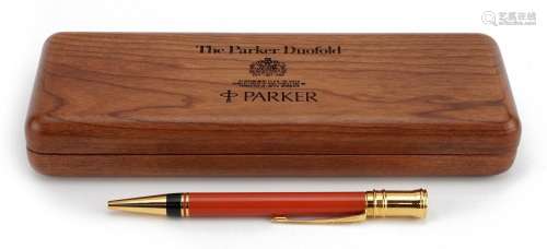 Parker Duofold ballpoint pen with fitted case and part box :...