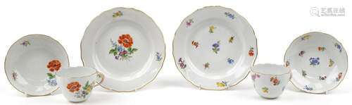 Meissen, German porcelain hand painted with flowers comprisi...