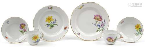 Meissen, German porcelain hand painted with flowers includin...