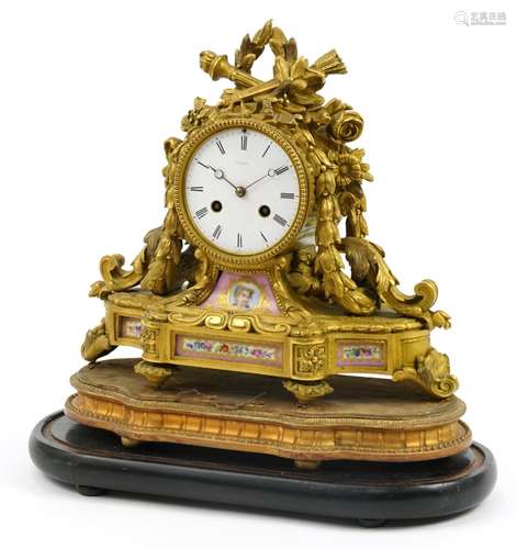 D C Rait, 19th century French Ormolu mantle clock striking o...