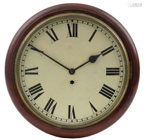 Victorian mahogany fusee wall clock with circular dial havin...