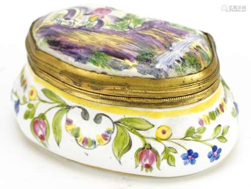 19th century European faience glazed patch box hand painted ...