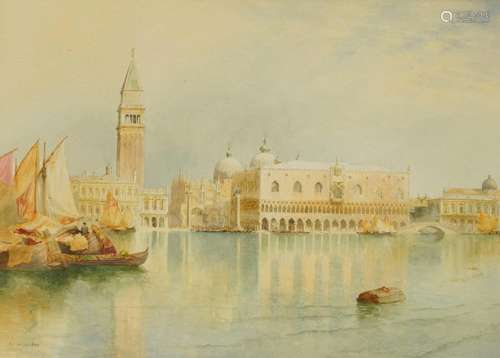 Richard Henry Wright 1894 - Gondolas before St Marks Square ...