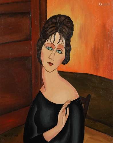 Manner of Amadeo Modigliani - Portrait of a lady, Italian sc...