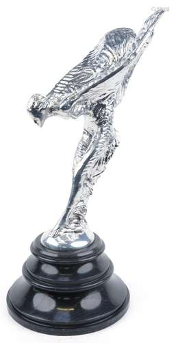 Large floor standing silvered metal Spirit of Ecstasy raised...