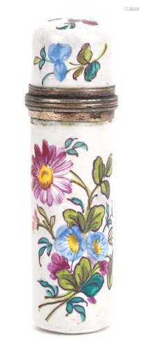 19th century French enamel scent bottle with silver gilt mou...