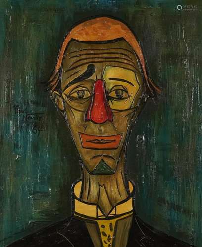 Manner of Bernard Buffet - Head and shoulders portrait of a ...