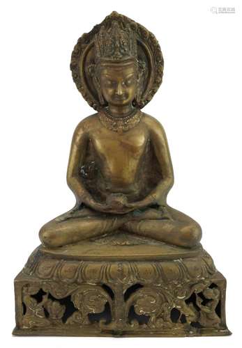 Large Chino Tibetan patinated bronze figure of Buddha, 36cm ...