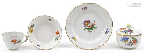 Meissen, German porcelain hand painted with flowers comprisi...