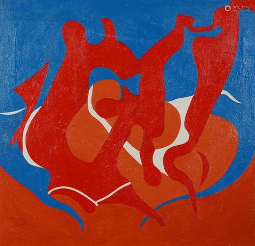 Elsie Driggs - Abstract composition, Danseuses Rouges, oil o...