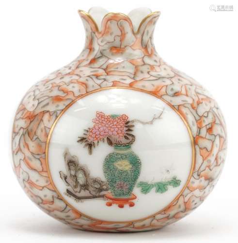 Chinese porcelain fois bois pomegranate vase hand painted in...