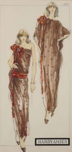 20th century fashion illustration for Hardy Amies, dressmake...