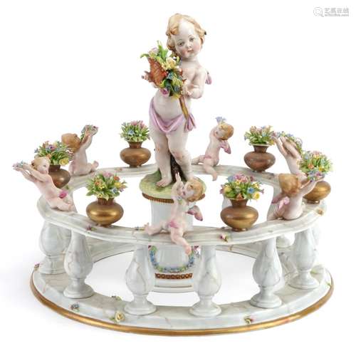 Italian Naples porcelain centrepiece in the form of Putti st...