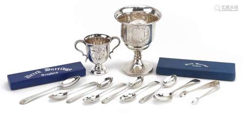 Silver objects comprising set of six silver teaspoons with m...