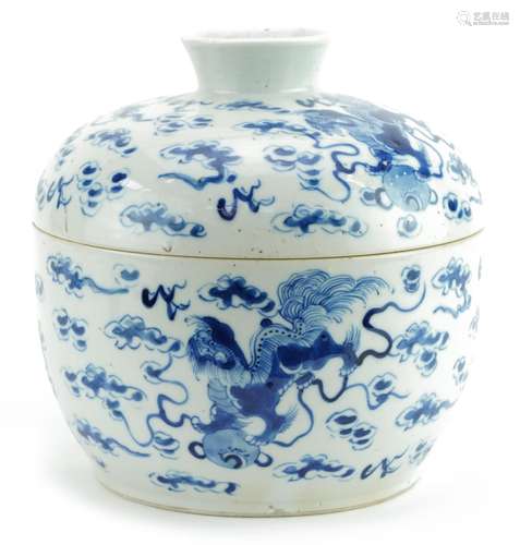 Unusually Large Chinese blue and white porcelain bowl and co...