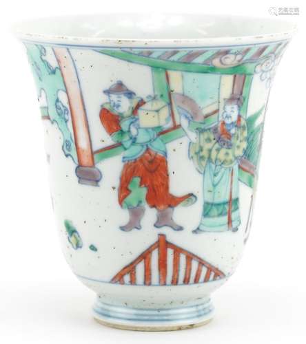 Chinese porcelain doucai cup hand painted with an emperor wi...