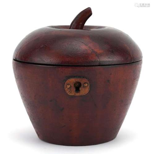 George III style treen tea caddy in the form of an apple, 12...