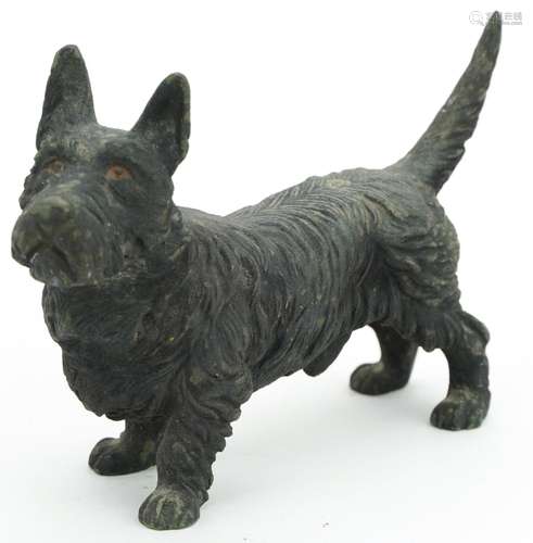 Cold painted bronze Scottie dog, 15.5cm in length : For furt...