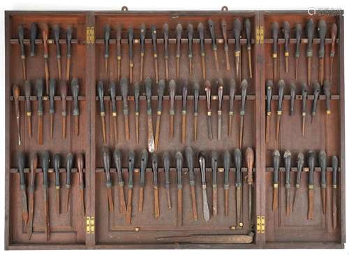 Collection of predominantly rosewood handled woodworking chi...