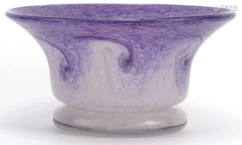 Scottish mottled purple and white art glass bowl, 18cm in di...