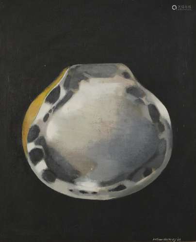 Arthur Hackney 64 - Round pebble on black ground, 1960s oil ...