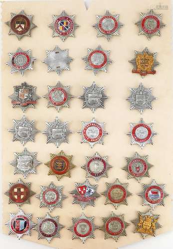 Vintage enamel Fire Brigade badges, some enamel, including C...