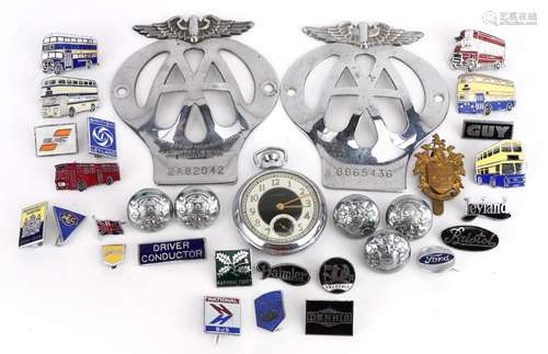 Automobilia and collectables including two AA car badges, en...