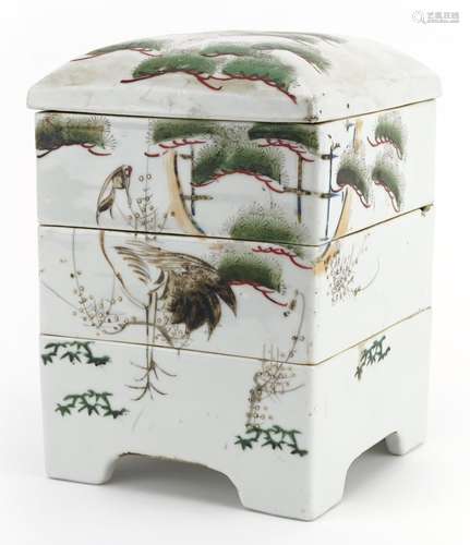 Chinese porcelain Republic style three section container han...