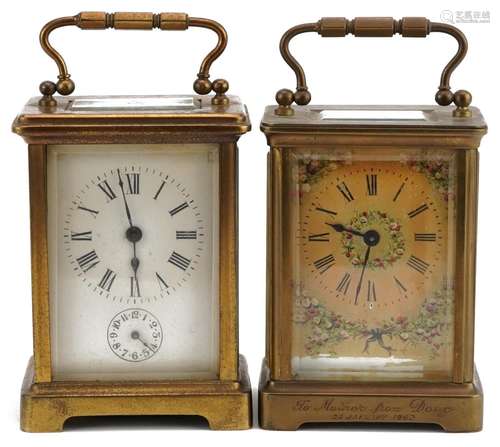 Two brass cased carriage clocks including a French example w...