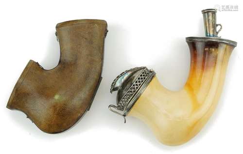 Meerschaum type pipe bowl with white metal mounts housed in ...