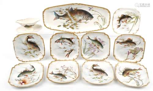 Franz Anton Mehlem, 19th century German fish service decorat...