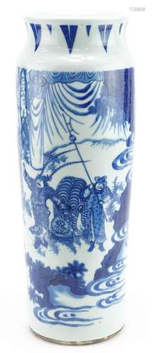 Chinese blue and white porcelain vase hand painted with an e...