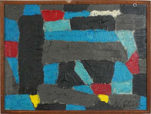 Abstract composition, geometric shapes, French school impast...