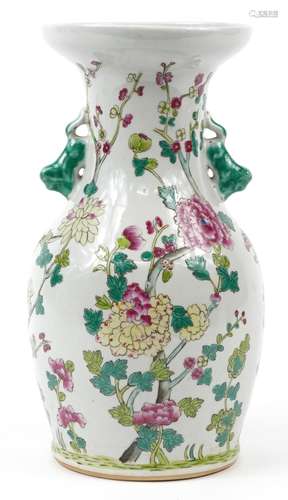 Chinese porcelain vase with animalia handles hand painted in...