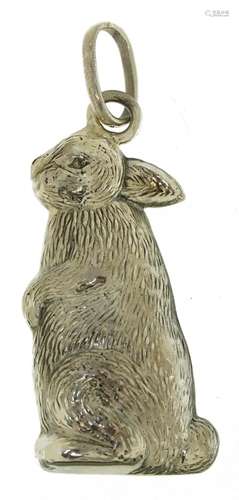 Silver babies rattle in the form of a rabbit, 6.0cm high, 20...