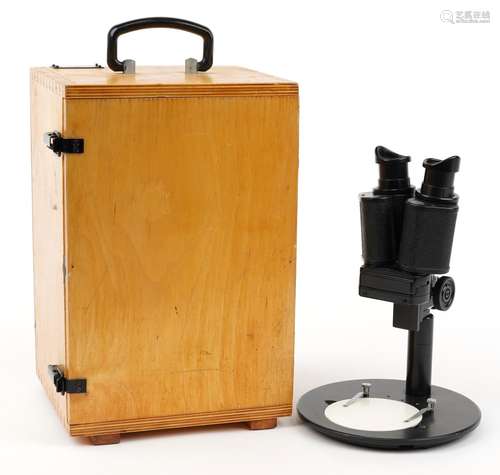 Russian USSR binocular microscope with fitted case and certi...