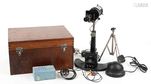 C Baker, vintage electric projector microscope with fitted c...