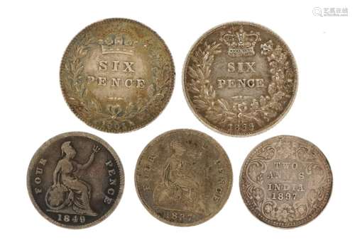 William IV and later coinage including 1837 fourpence and 19...