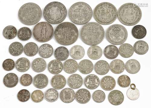 Collection of predominantly pre 1947 British coins including...