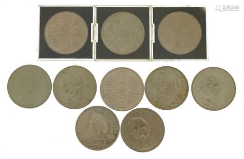 1953 Queen Elizabeth Jubilee five shilling, Churchill crowns...