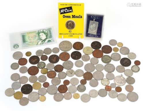 Coins, notes and medallions including Royal Wedding sterling...