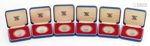 Six Elizabeth II silver proof 1977 crowns with cases : For f...