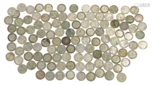 Collection of Victorian and later thrupenny bits, 155g : For...