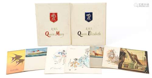 Two shipping interest Cunard RMS Queen Elizabeth voyage book...