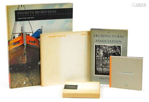 Four architectural and mid century design books, two signed,...